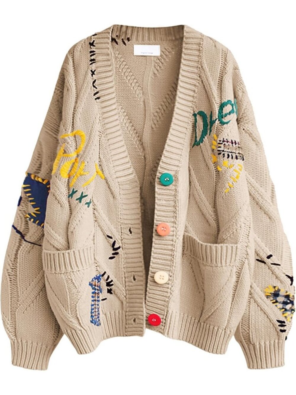 Cozy Women's Cable Knit V-Neck Cardigan Sweater Coat - Open Front, Button Down